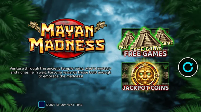 Mayan Madness - galvenā izvēlne ar Maiju tēmu